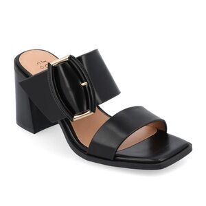 Journee Collection Women’s Junie Black Block Heel Sandals Shoes Size 9.5 NIB